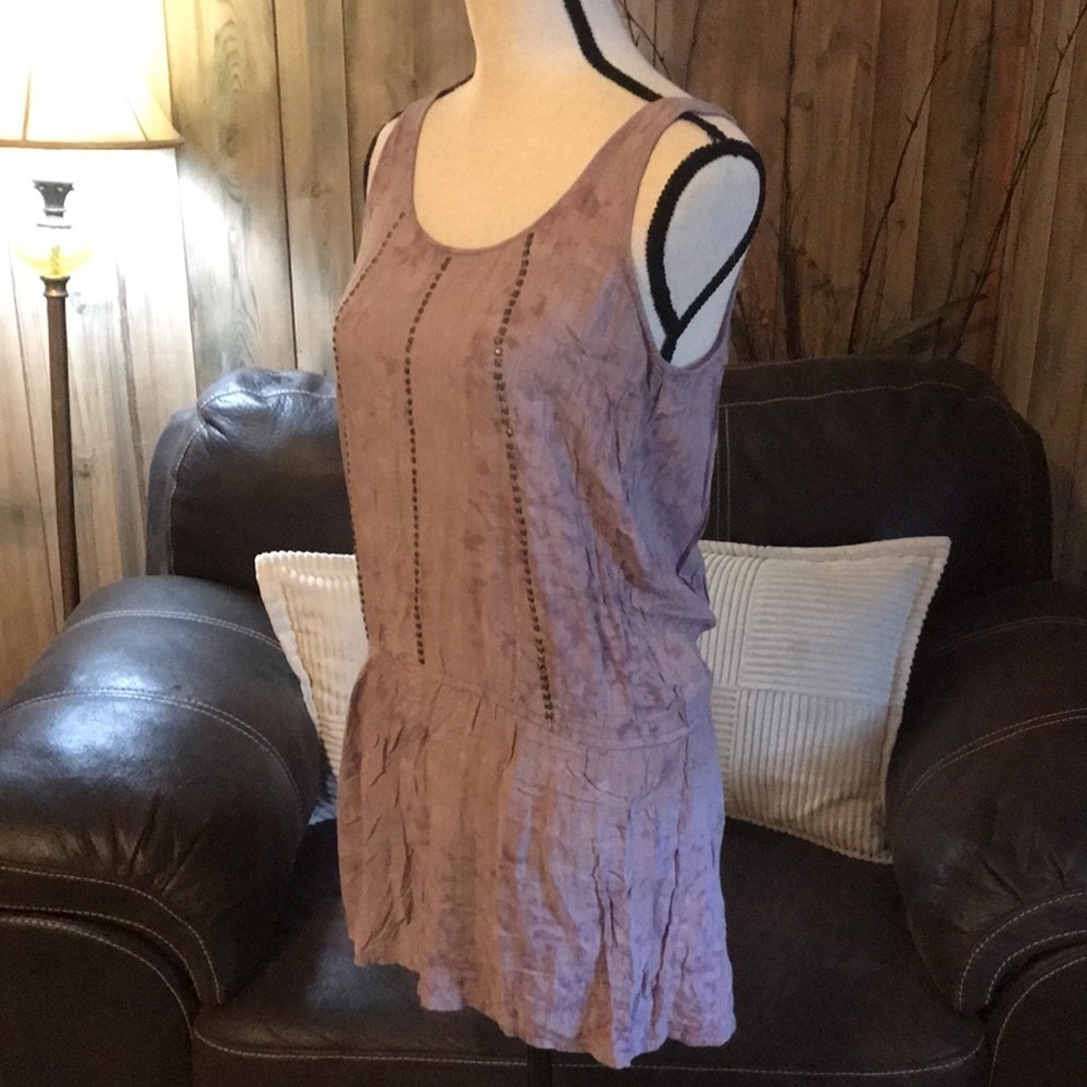 Akualani Mauve Sleeveless Studded Drop Waist Mini Dress Size M - Picture 4 of 8